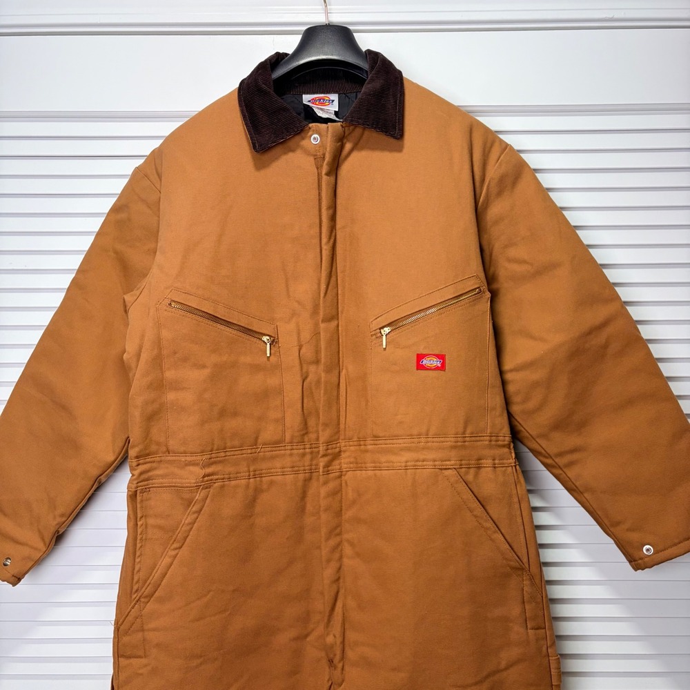 Dickies Mens Brown Duck Canvas Insulated Coveralls Work Suit 46/48 REG - Picture 2 of 6